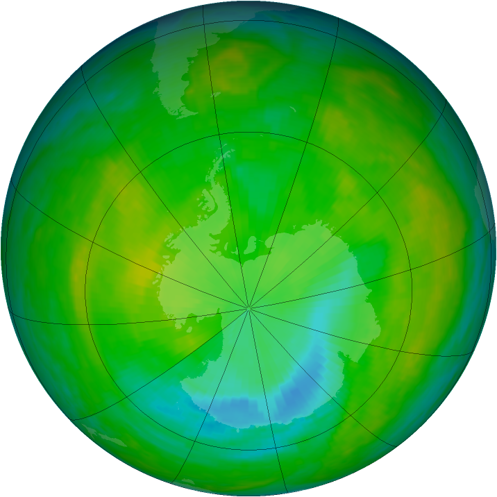 Antarctic ozone map for 14 December 1984